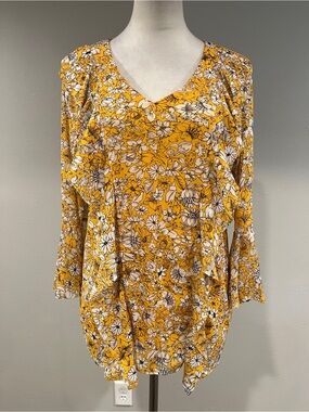 Alfani Yellow Floral V-Neck Women's top